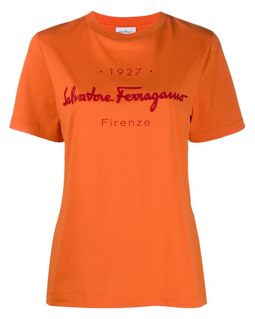 Salvatore Ferragamo logo-print T-shirt ORANGE