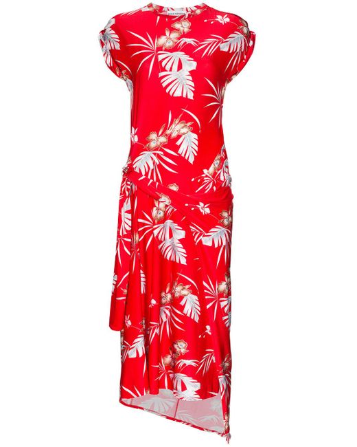 Paco Rabanne Hawaiian print asymmetric midi dress
