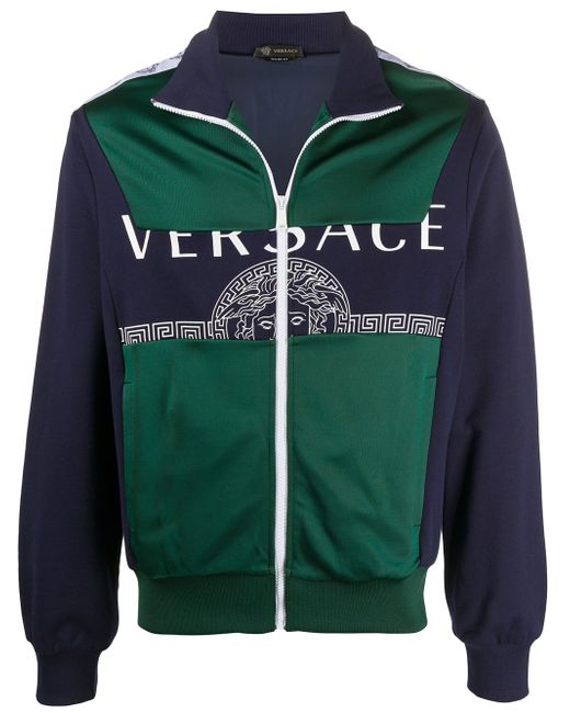Versace medusa logo bomber jacket Blue