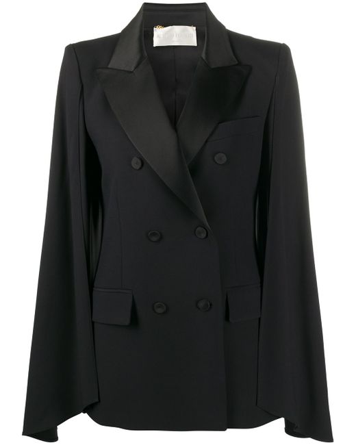 Alberta Ferretti double breasted cape jacket Black