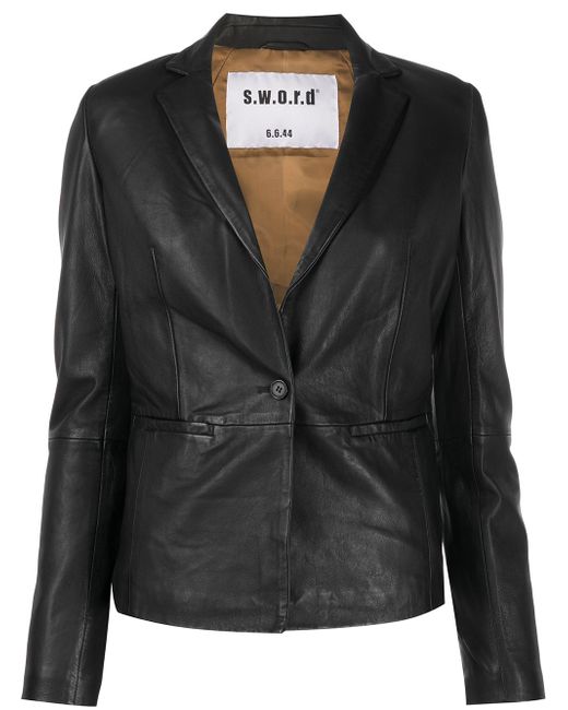s.w.o.r.d 6.6.44 tailored leather blazer Black