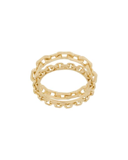 Wouters & Hendrix chain-embellished stacked ring GOLD