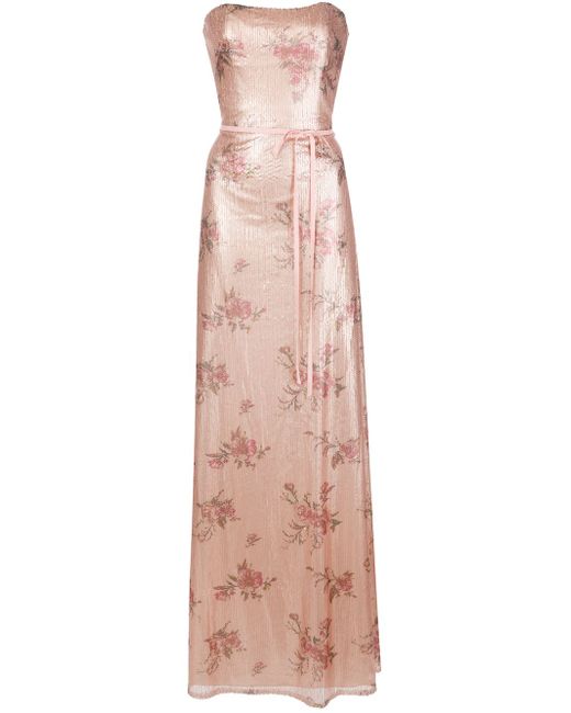 Marchesa Notte -printed sequin gown PINK