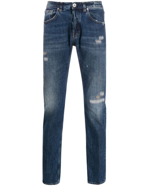 Eleventy straight-leg distressed finish jeans