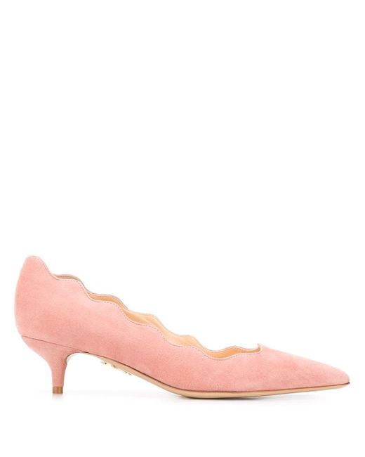 Charlotte Olympia scalloped 45mm suede pumps