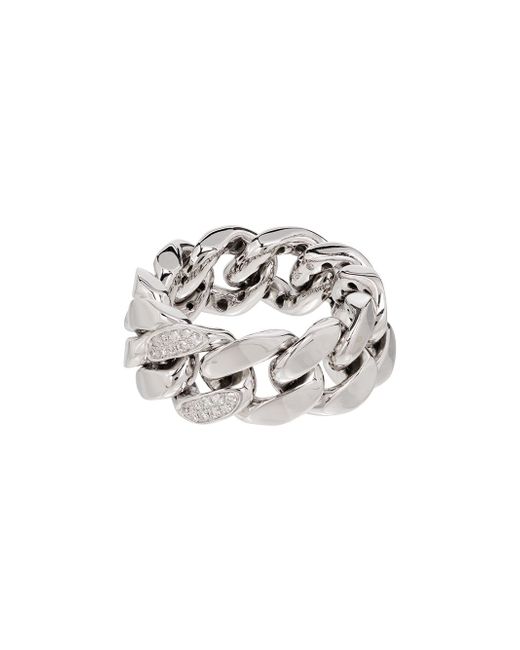 Shay 18kt white gold pavé diamond link ring