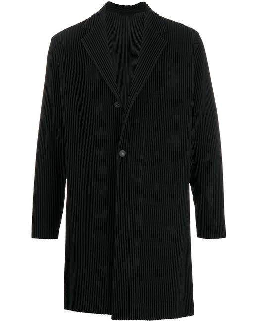 Homme Pliss Issey Miyake pleated single-breasted coat
