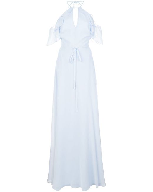 Marchesa Notte cold shoulder bridesmaid gown