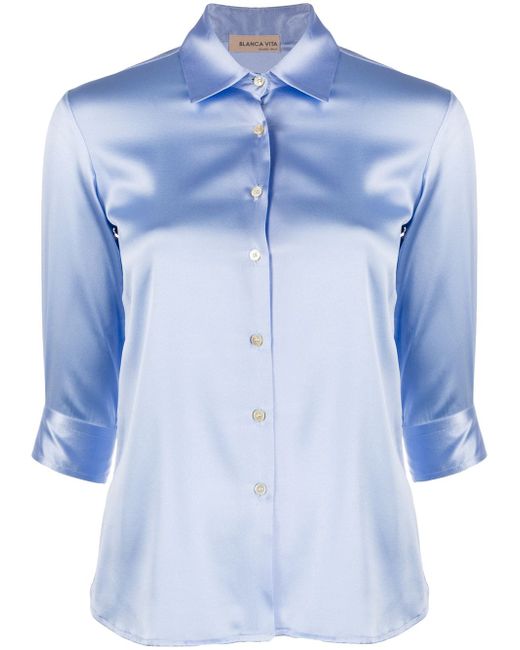 Blanca Vita satin button-up shirt