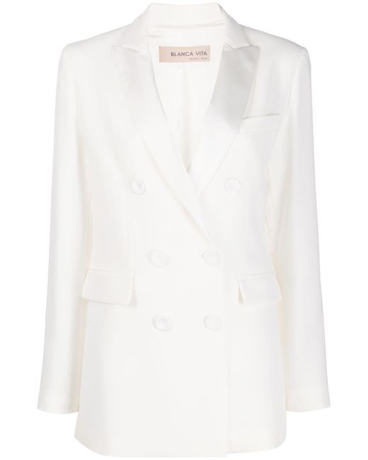 Blanca Vita double-breasted peak lapel suit jacket