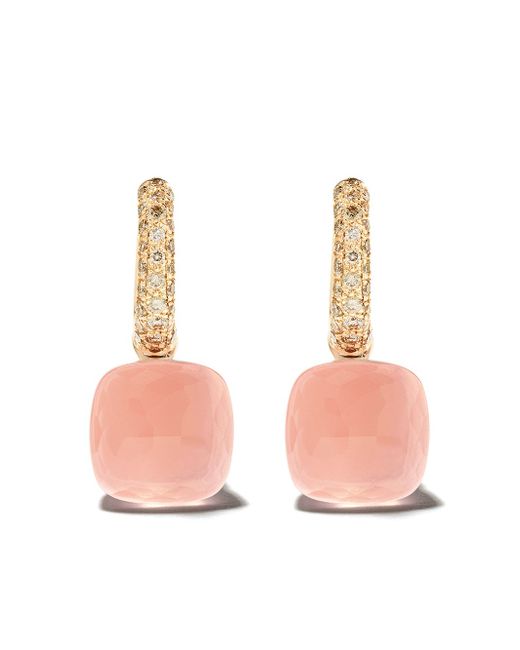 Pomellato 18kt rose gold quartz stone earrings