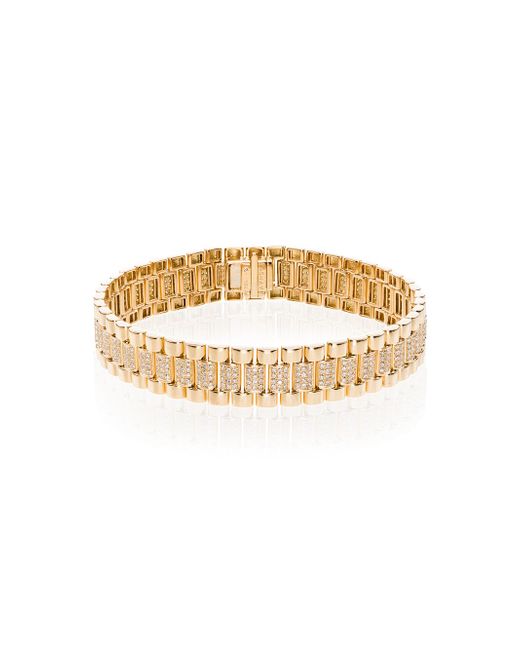 Shay 18kt yellow gold partial pavé diamond link bracelet
