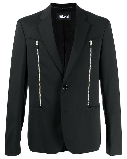 Just Cavalli front-zips one-button blazer