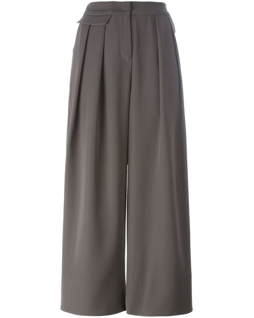 Armani Collezioni pleated wide-legged cropped trousers 40