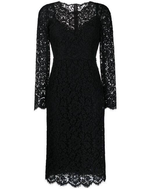Dolce & Gabbana floral lace long-sleeve dress