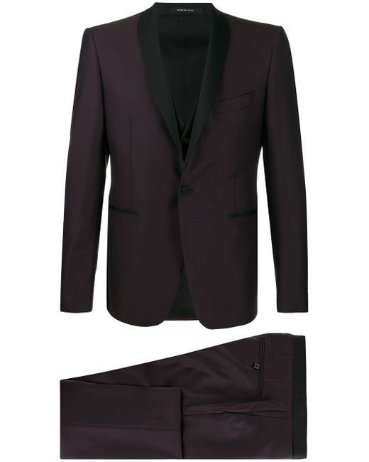 Tagliatore contrast lapel three-piece suit