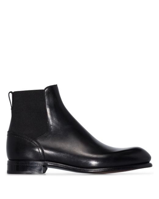 Ermenegildo Zegna black leather chelsea boots