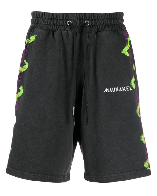 Mauna Kea brush stroke print track shorts