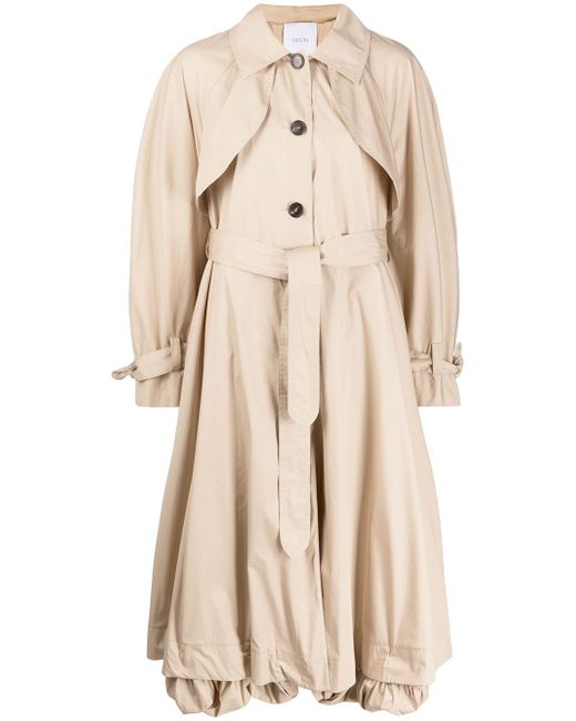 Patou flared belted trench coat