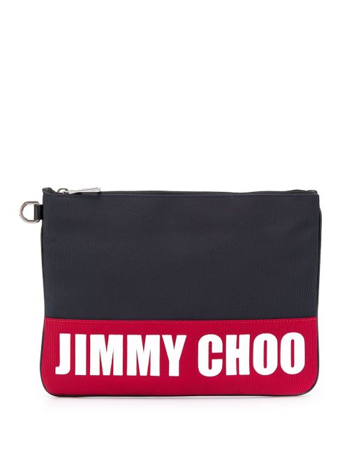 Jimmy Choo Derek logo print clutch