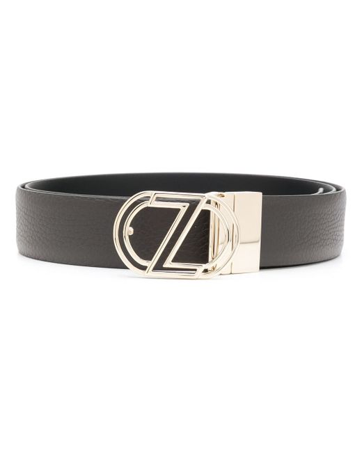 Z Zegna logo buckle leather belt