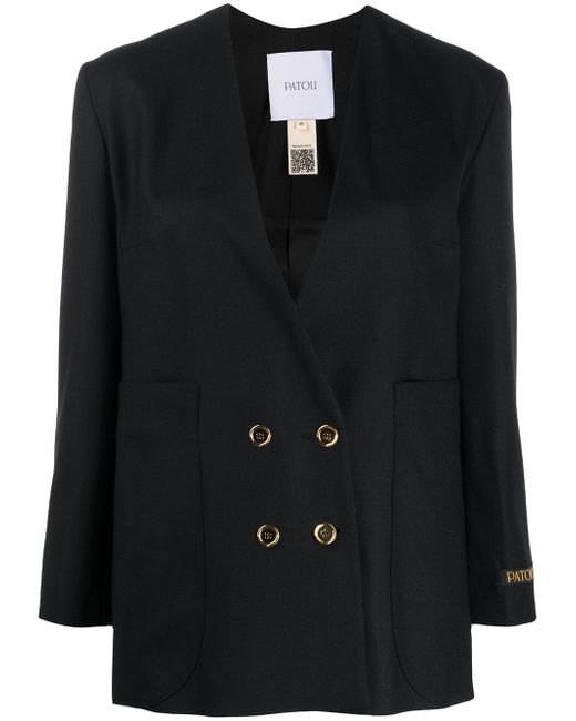 Patou collarless double-breasted blazer