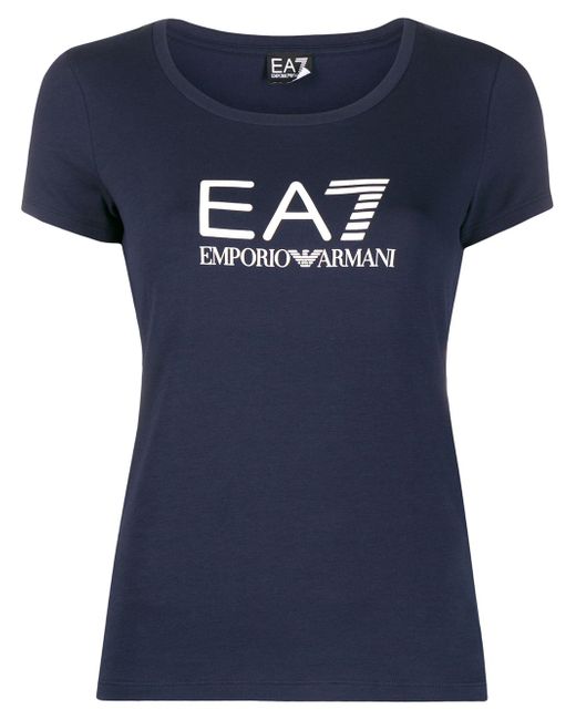 Ea7 logo-print scoop neck T-shirt