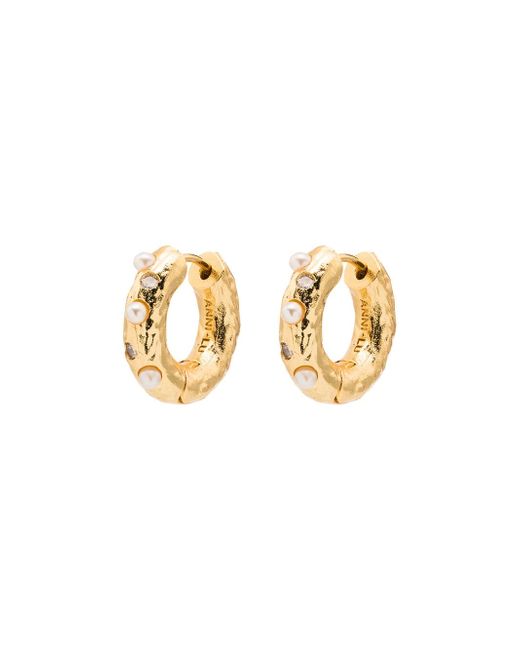 Anni Lu 18kt plated pearl-embellished hoop earrings