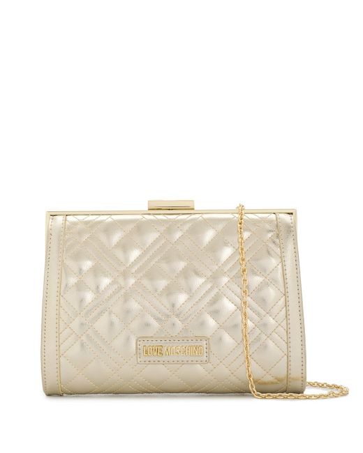 Love Moschino quilted logo clutch
