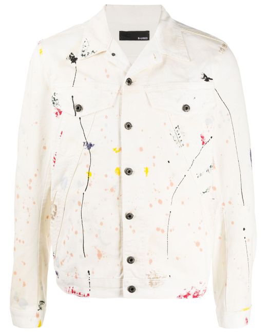 B-Used pain splatter-print denim jacket