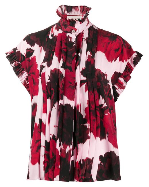 Alexandre Vauthier floral print ruffle neck shirt
