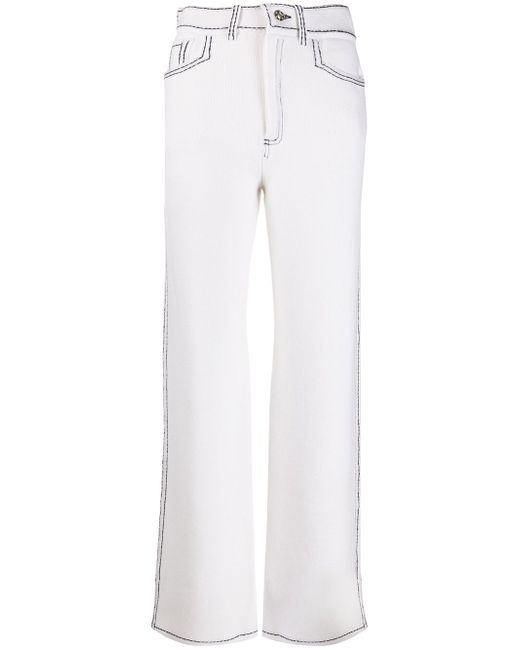 Barrie denim-inspired knitted straight trousers
