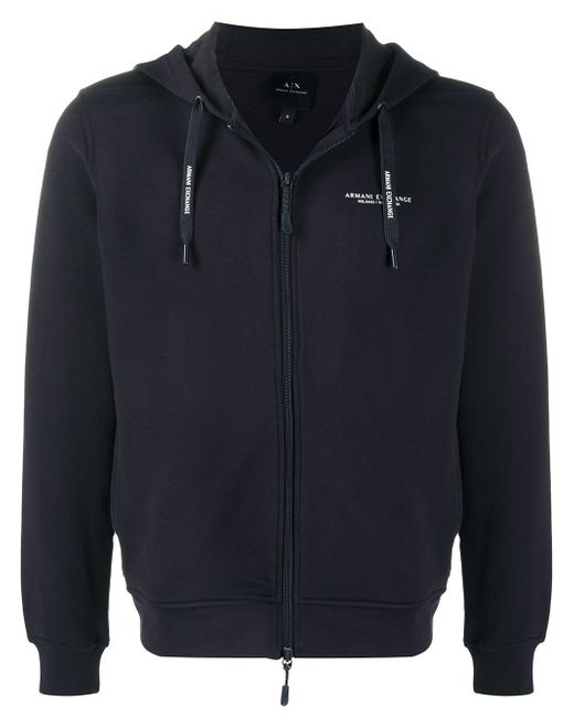 Armani Exchange logo print zipped hoodie