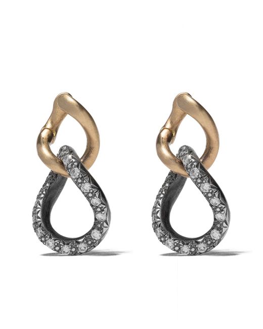 Hum 18kt yellow gold silver and diamond link earrings GOLD