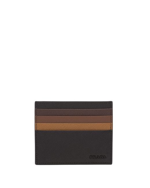 Prada Saffiano leather colour-block cardholder