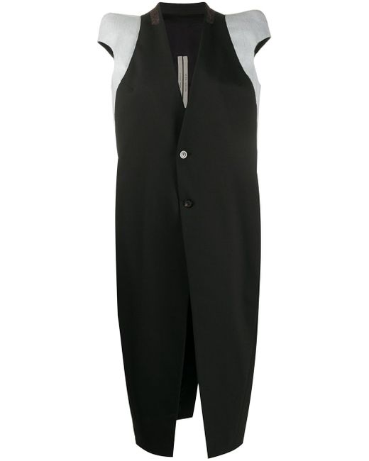 Rick Owens structured shoulder longline waistcoat