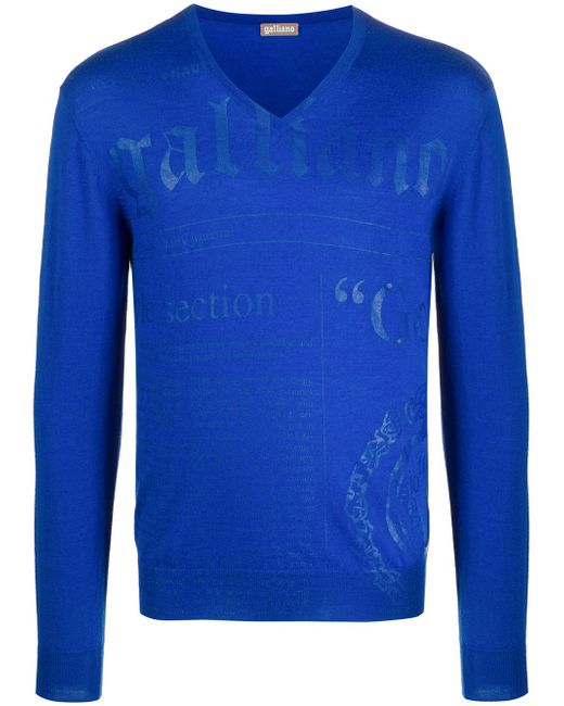 Galliano logo-print V-neck sweater