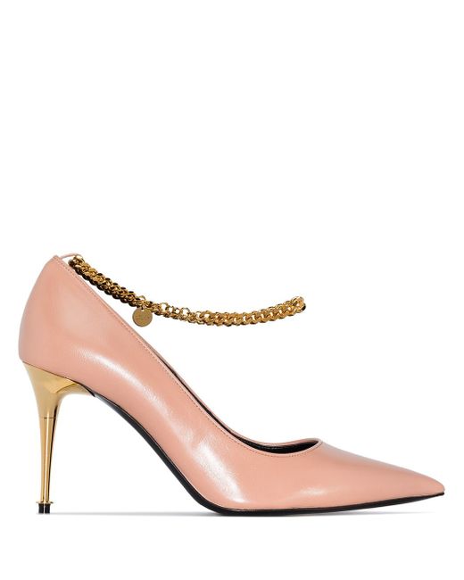 Tom Ford chain-trimmed 85mm leather pumps