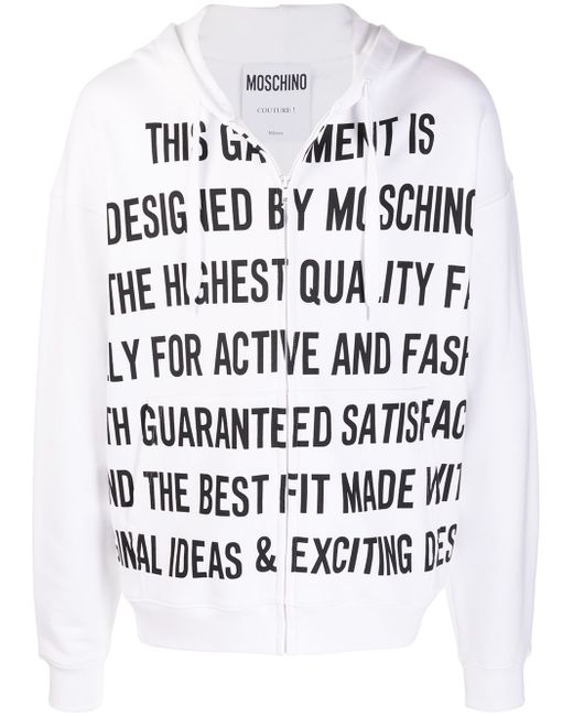 Moschino slogan print zipped hoodie