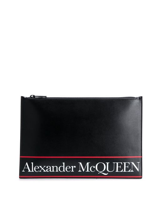 Alexander McQueen logo stripe clutch bag