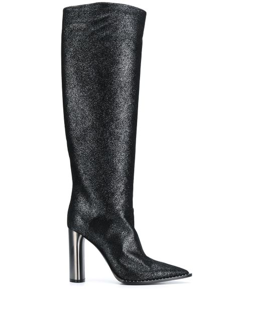 Casadei glitter pointed toe knee-high boots
