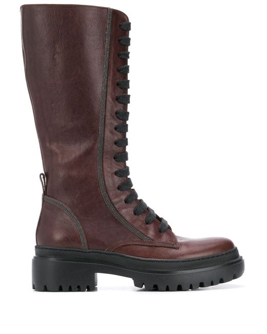Brunello Cucinelli lace-up knee-length boots