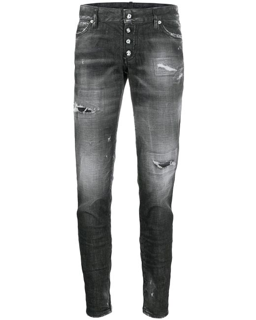 Dsquared2 distressed zipped ankle skinny trousers
