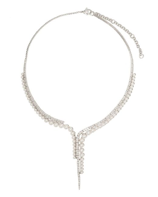 Yoko London 18kt gold Raindrop Akoya pearl and diamond necklace