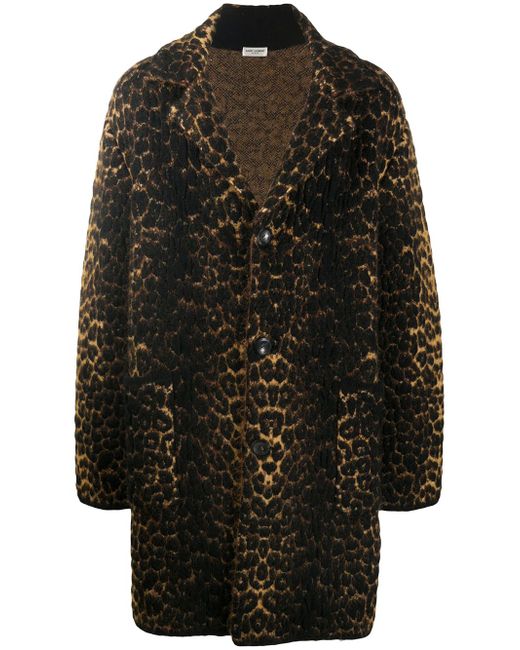 Saint Laurent leopard-print single-breasted coat