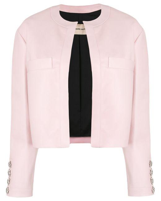 Alexandre Vauthier crystal button leather jacket