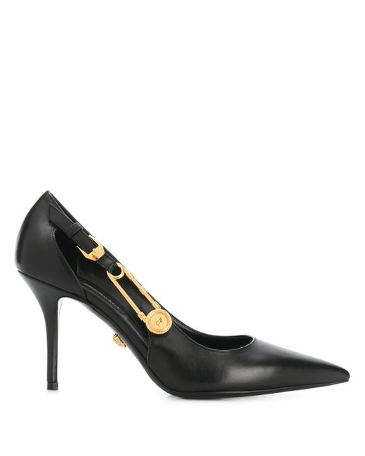 Versace safety-pin pointed leather pumps