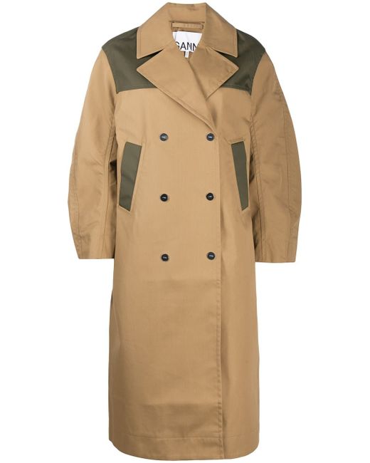 Ganni colour-block oversized trench coat