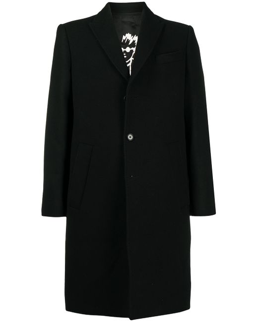 Moschino logo patch single-breasted coat