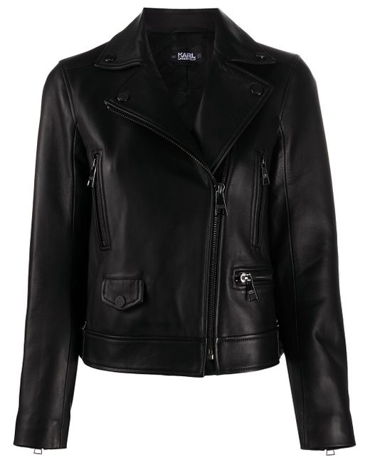 Karl Lagerfeld off-centre zipped biker jacket
